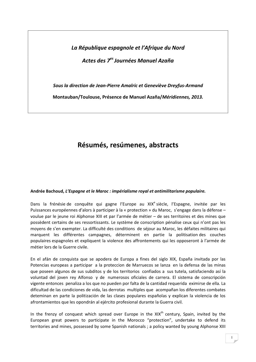 Première page du document : La République espagnole et l’Afrique du Nord