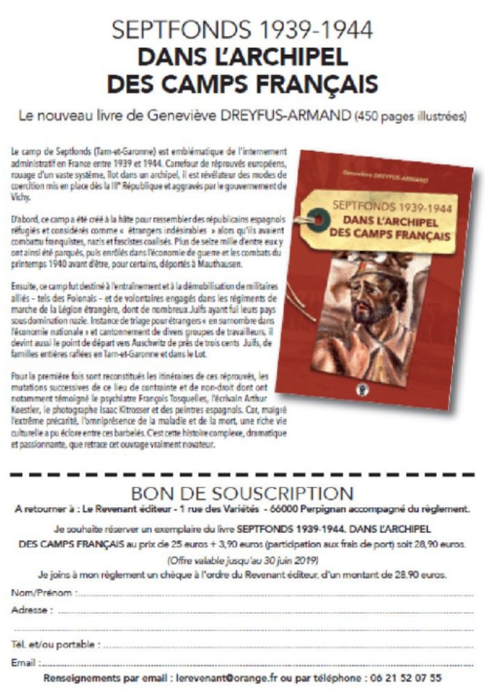 Aperçu : Septfonds 1939–1944 — bon de commande