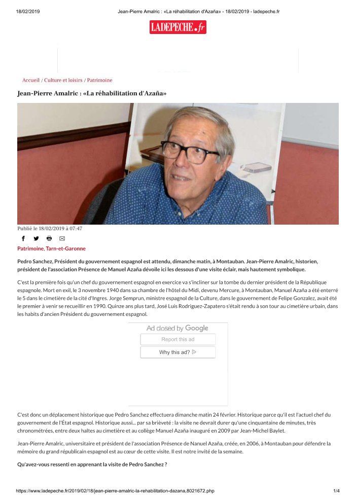 Aperçu : Jean-Pierre Amalric — la réhabilitation de Manuel Azaña
