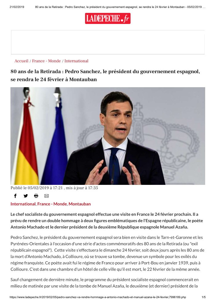 Aperçu : Venue de Pedro Sánchez — article du 5 février