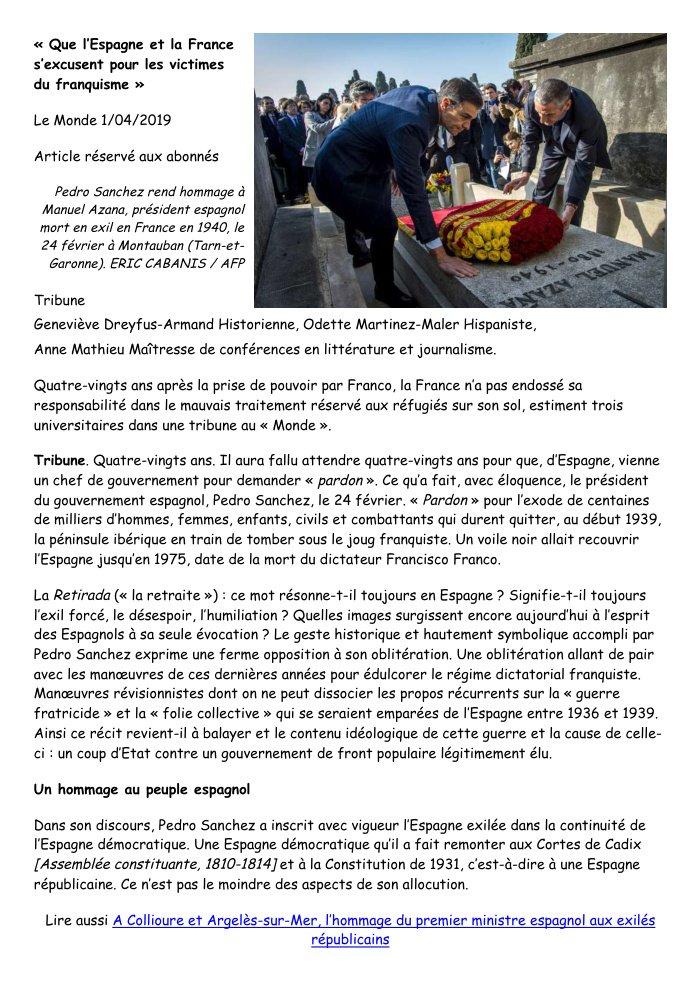 Aperçu : Que l’Espagne et la France s’excusent