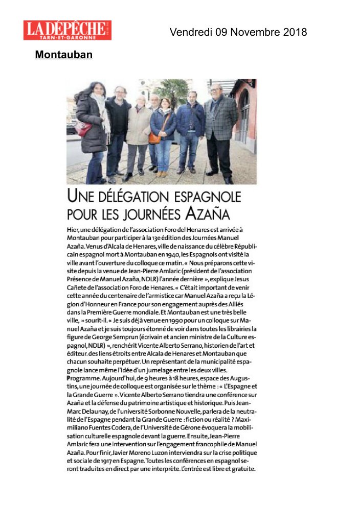 Aperçu : Une délégation espagnole pour les Journées Azaña
