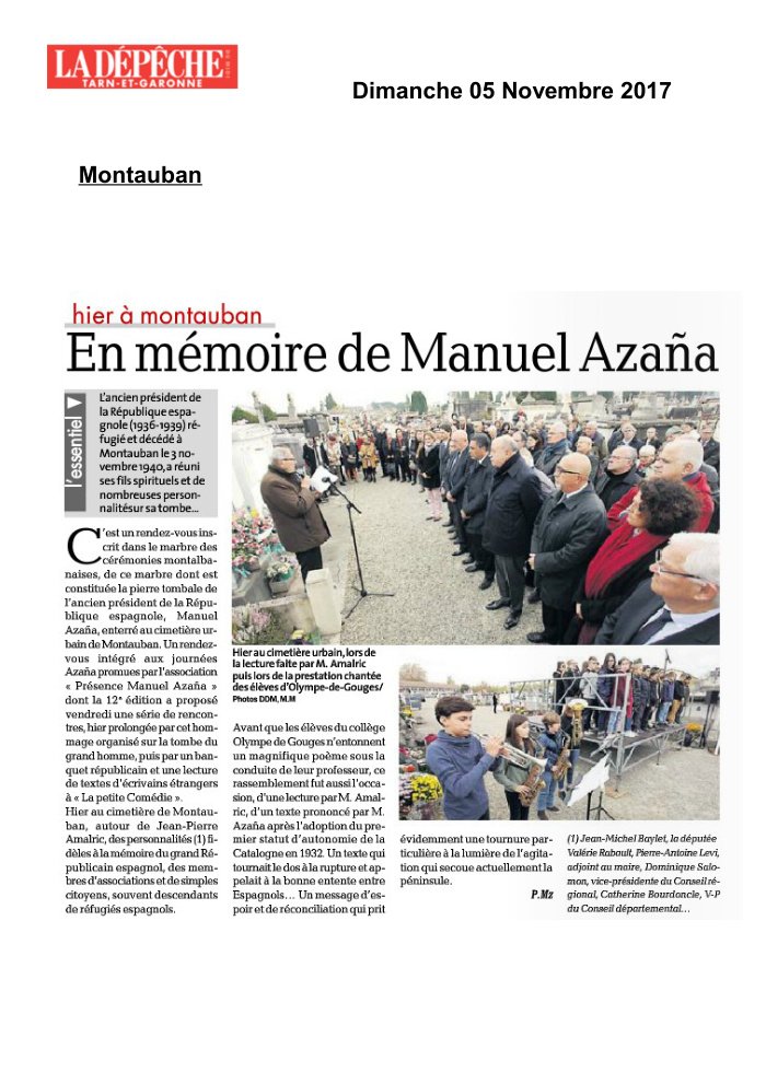 Aperçu : En mémoire de Manuel Azaña