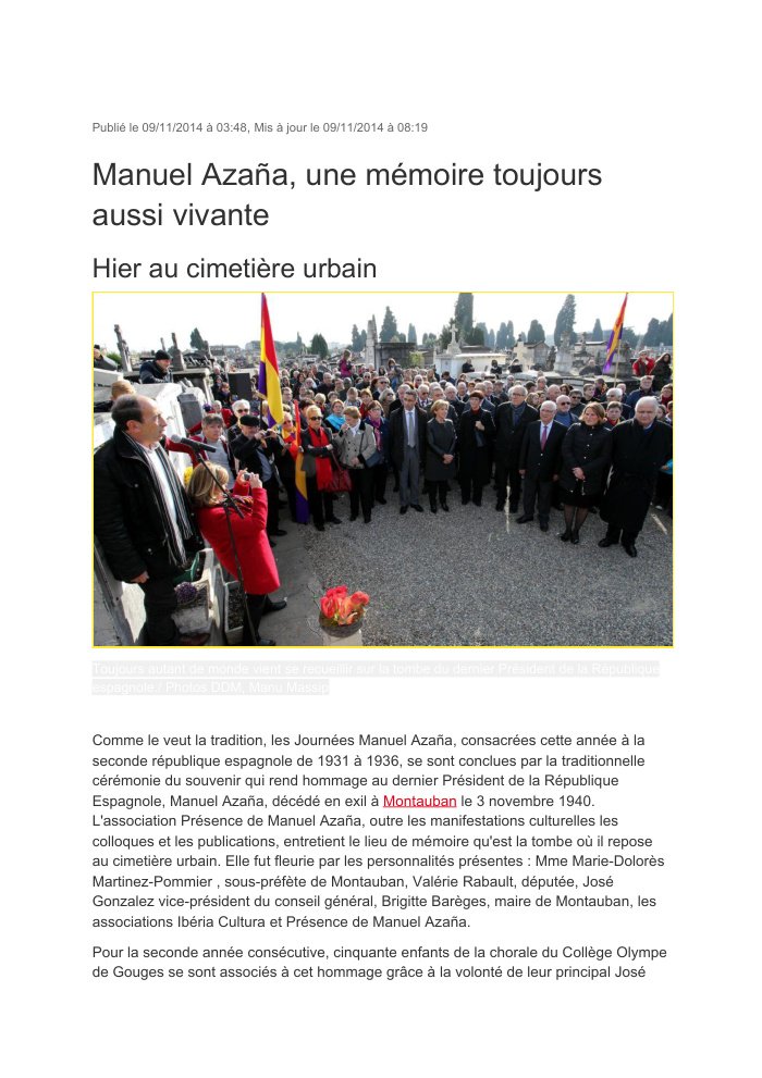 Aperçu : Manuel Azaña, une mémoire toujours aussi vivante