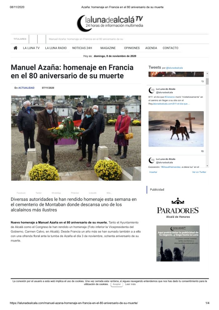 Aperçu : Hommage à Manuel Azaña — archive de 2020