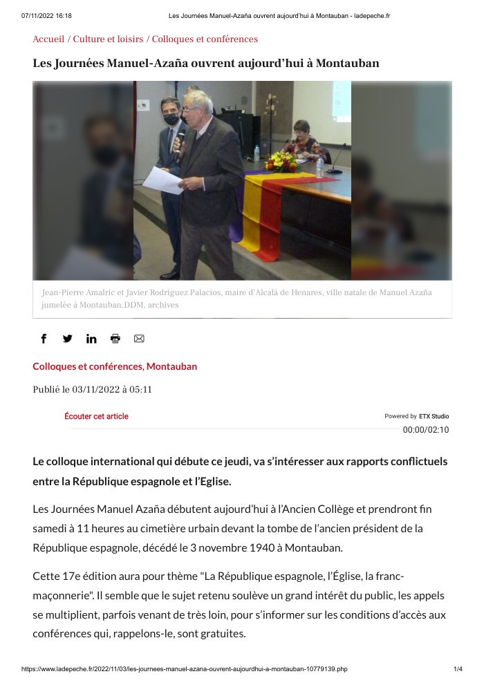 Aperçu : Les Journées Manuel Azaña ouvrent à Montauban