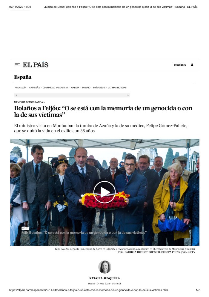 Aperçu : Bolaños à Feijóo : la mémoire des victimes