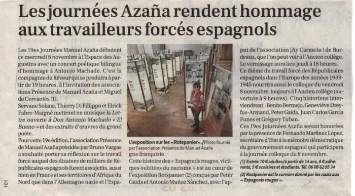 Aperçu : Les Journées Azaña rendent hommage aux travailleurs forcés espagnols